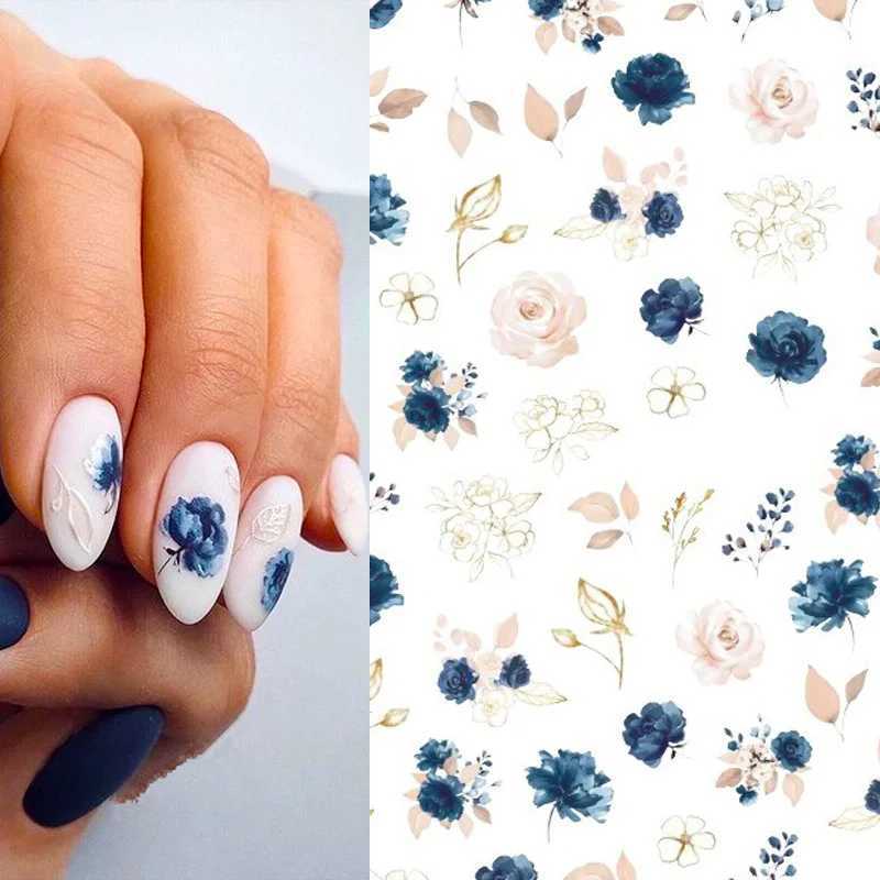 3D Bohemia Green leaf Desgin Self-Adhesive Nail Art Stickers Nail Transfer Sliders Wraps Manicures Foils DIY Z0540XJ240814