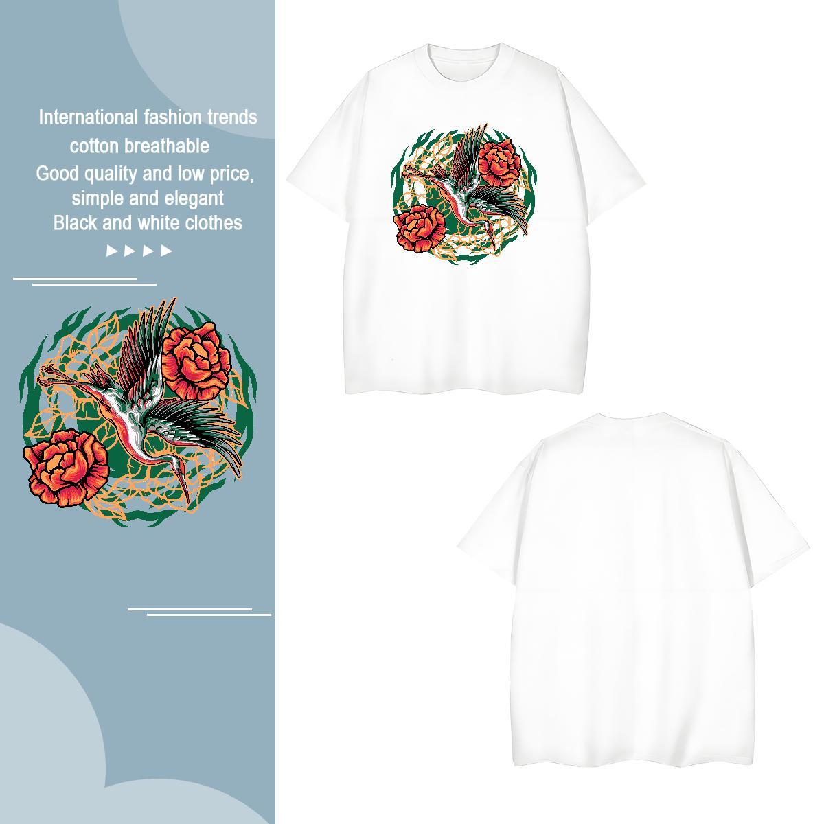 Comfortable T-Shirts eagle Breathable Short Sleeve Home Outdoor Cartoon Print 100% Cotton 230g Mens Tshirts New Arrival Tee Shirt