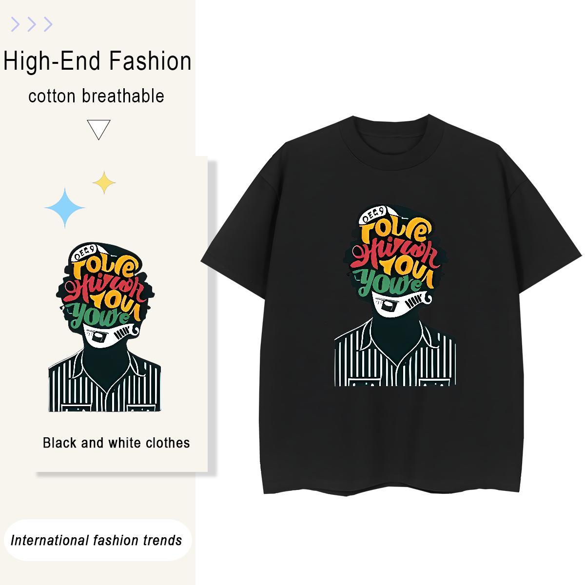 High Quality Men Clothes T-Shirt Anime Printing Street 230g Pure Cotton Asian Size Crew Neck Breathable letter Man T Shirts New Designer Tshirts