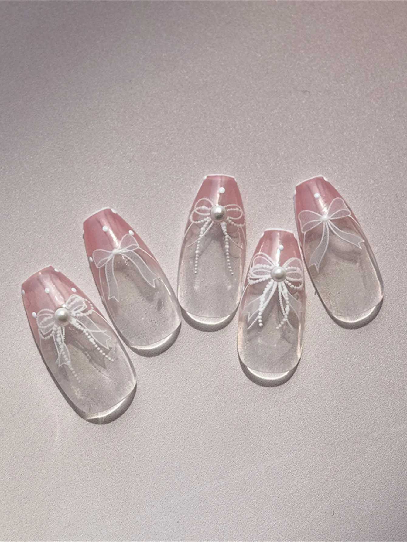 1PCS 5D Nail Art Stickers White Series Lace Bow And Shell Light High Quality Manicure Nail Stickers DecalsXJ240814