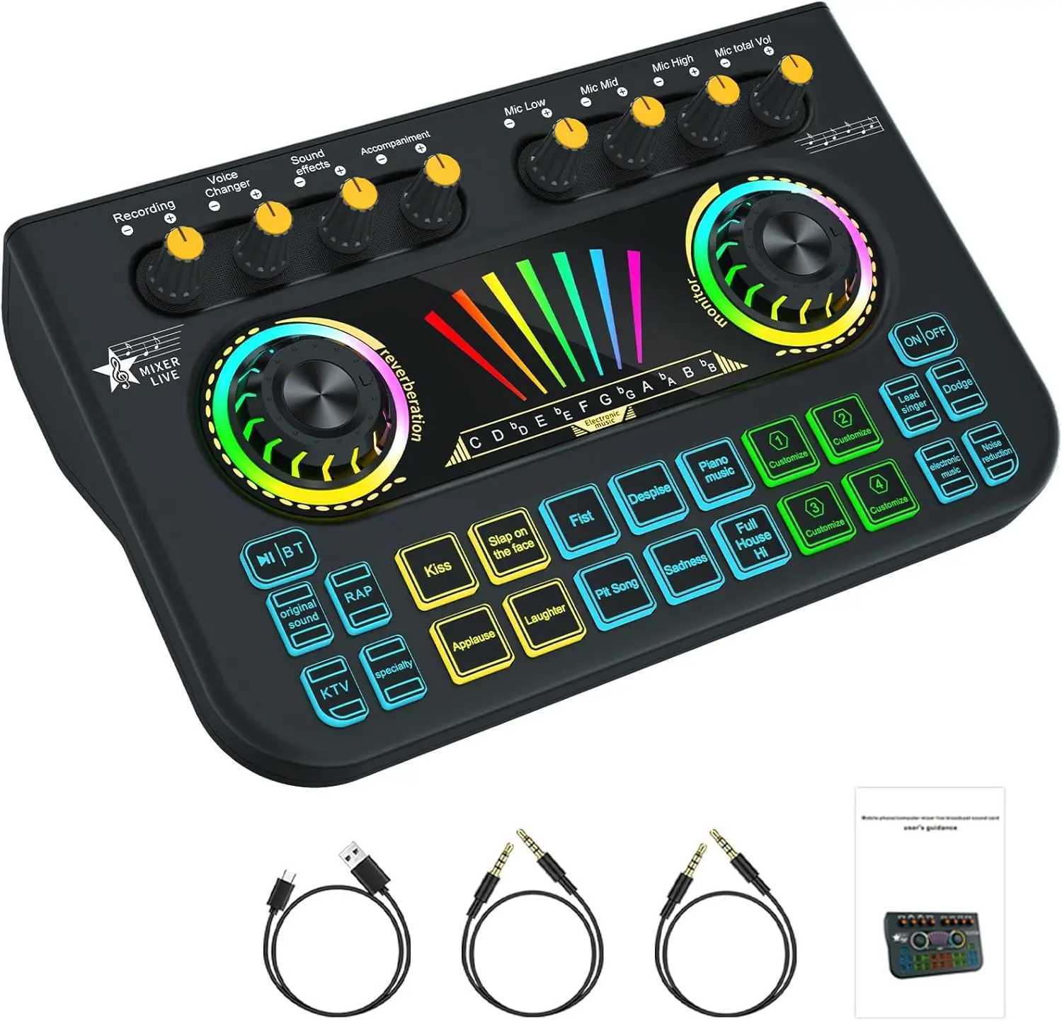 Game audio mixer streaming media mixer with audio interface BT soundboard voice converter sound card suitable for PC mobile live streaming B240815