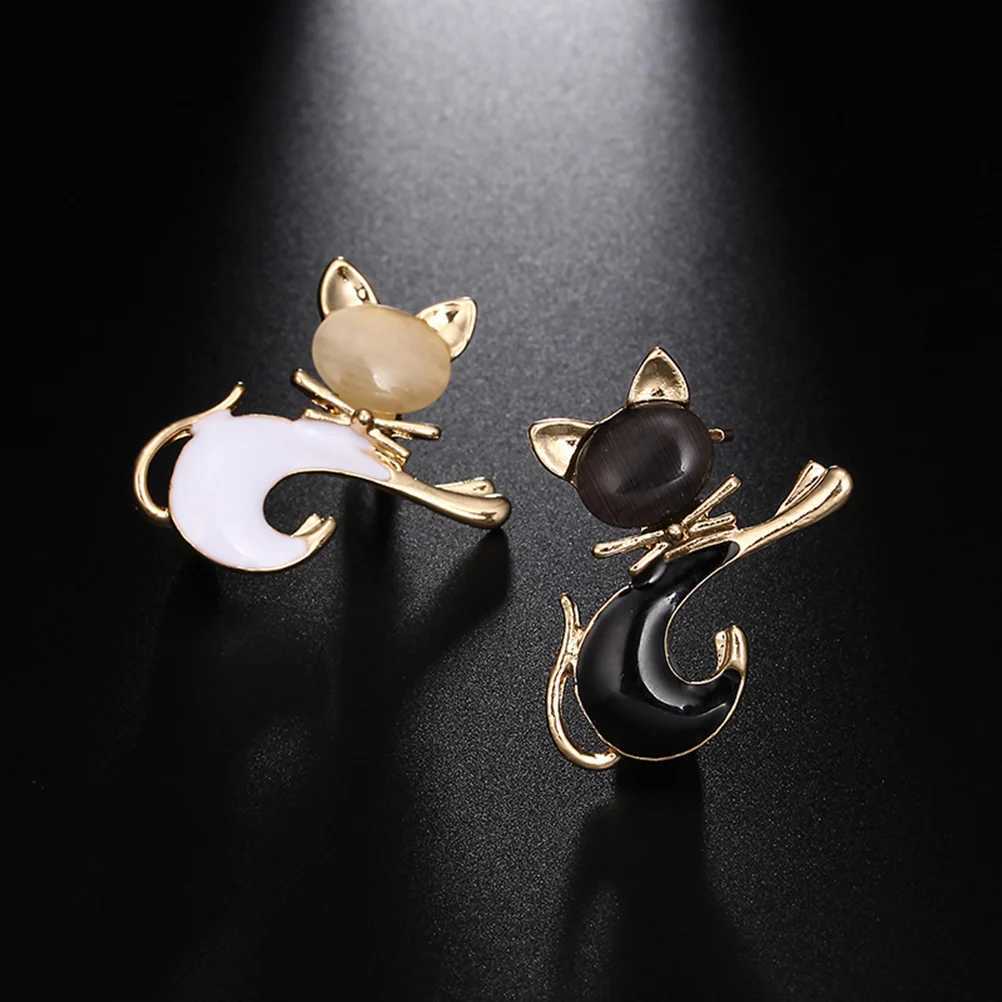 Elegant brooch alloy lapel brooch jewelry accessory brooch gift (black cat shaped) W240815