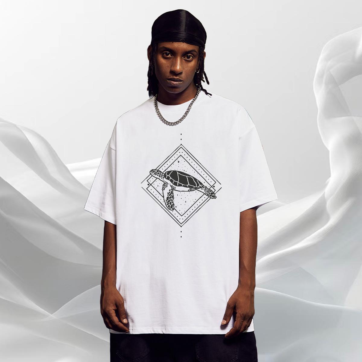 Brand Mens Tshirts Street Casual 100% Cotton 230g Oversized 4XL Breathable Short Sleeve tortoise T-Shirts for Men New Wear