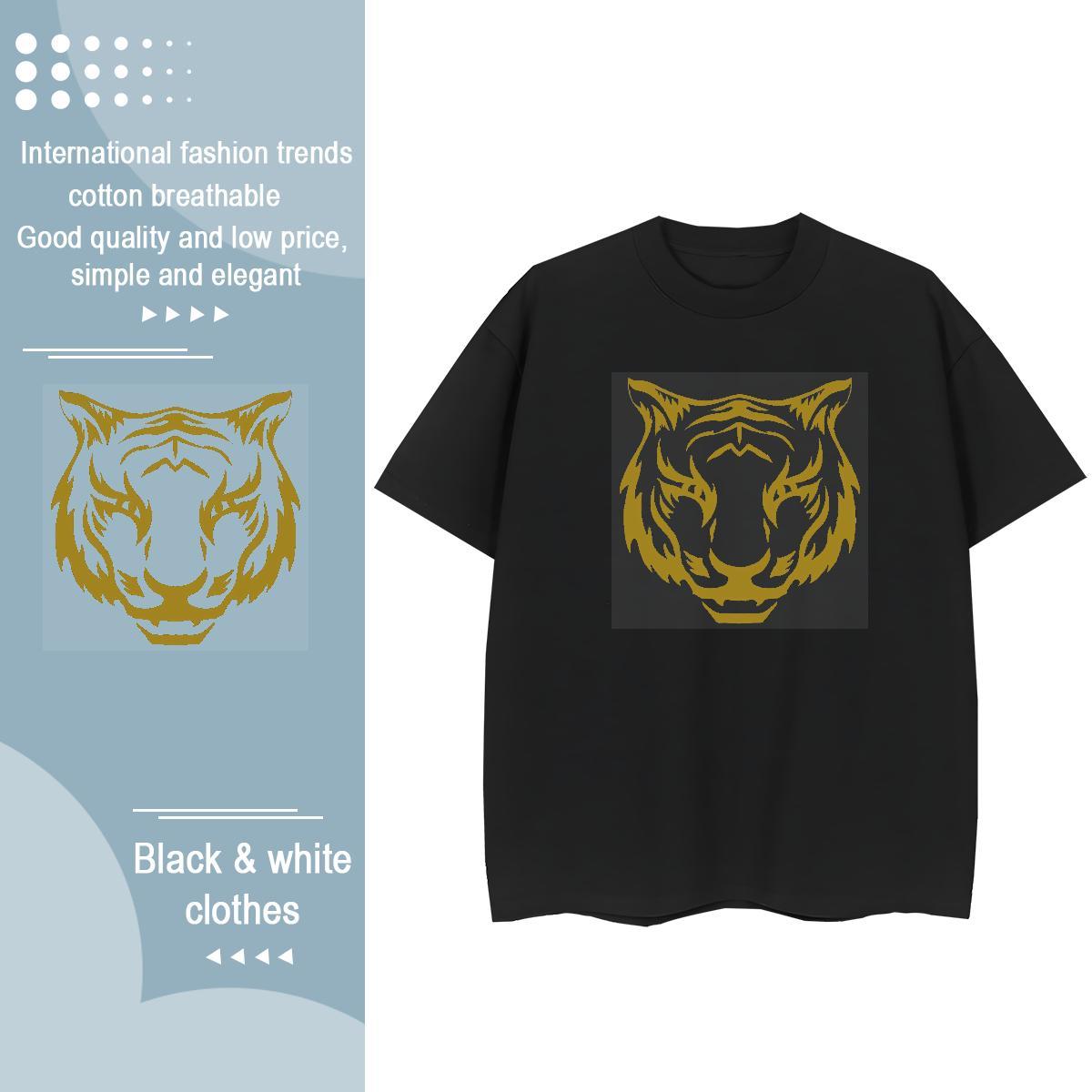 Brand Womens T Shirts Round Neck Short Sleeve 230g Cotton Lady T shirt Cartoon Anime tiger Casual Daily Wear Female Tops