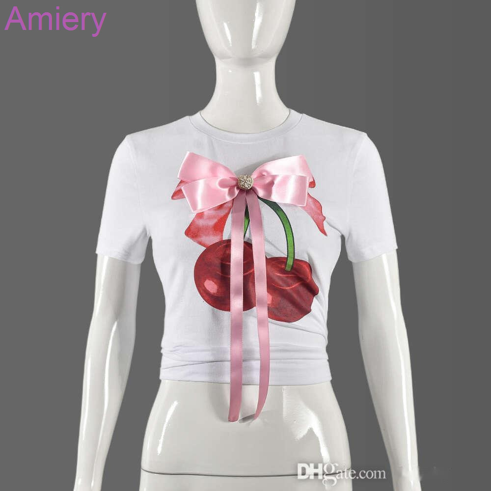 New T Shirt Women Fashion Printed Bow Crop Top Graphic Tee 2024 Summer INS Trendy Short Sleeve Round Neck T-shirts