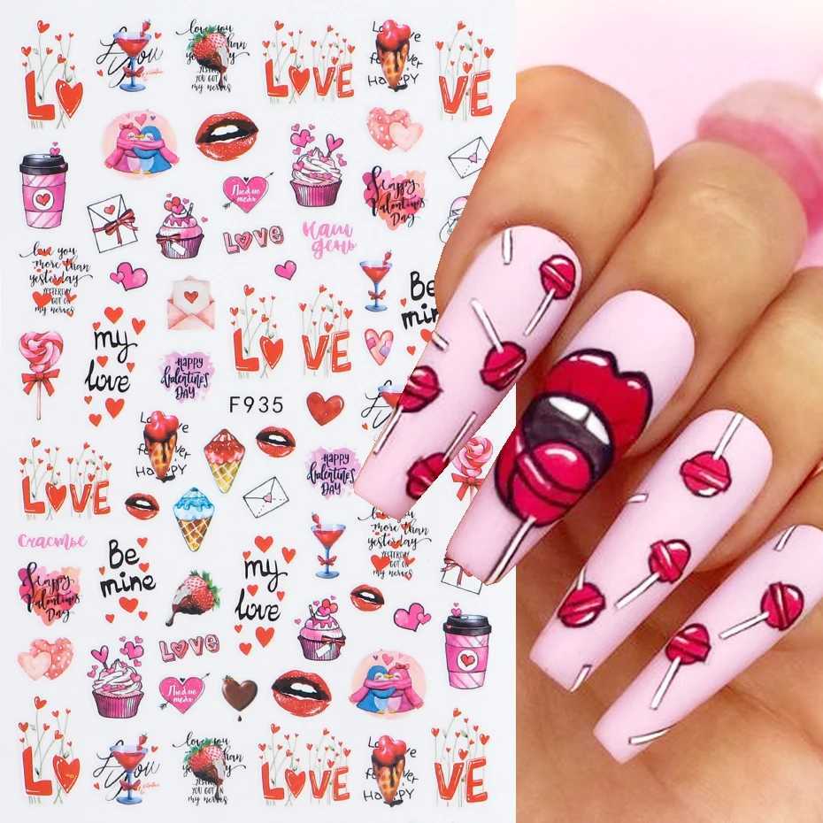 3D Nail Art Sticker Sexy Lips Red Love Letter Makeup Girls Sliders Slider Self-adhesive Decoration Accessories Manicure DecalXJ240814
