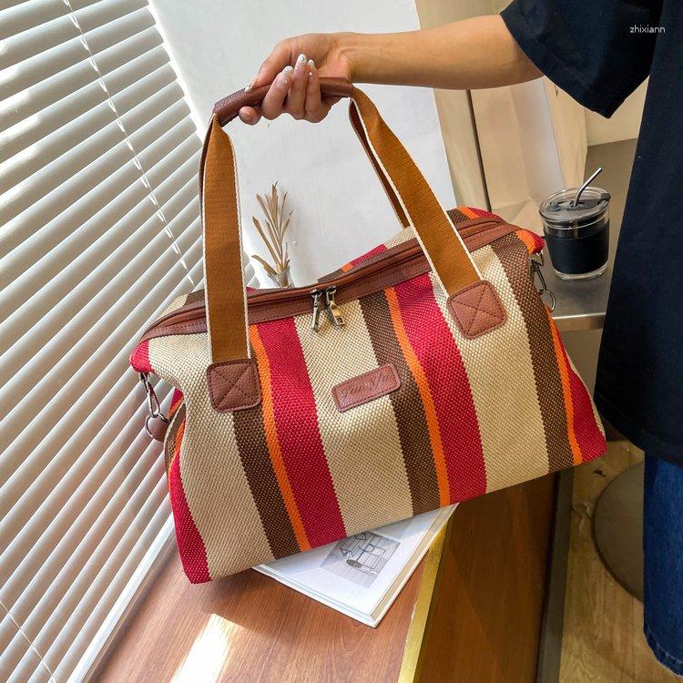 Free Shipping Clutch Bags Big Bag For Women 2024 Fashion Striped Canvas Commuter Portable Tote Fashionable Shoulder Crossbody Designer Bag Luxury Bag 
