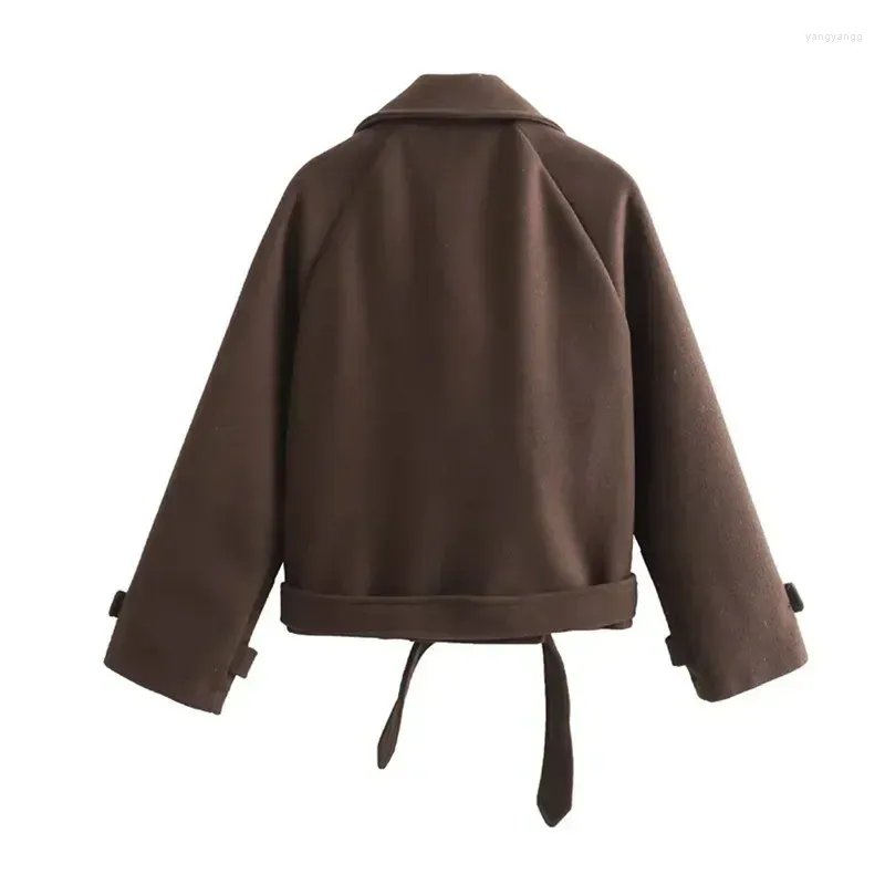 Womens Jackets Woman Trench Coat Double Breasted Brown Cropped Jacket Autumn Winter T For Women Long Sleeve Short Coats Drop Delivery Otpcg