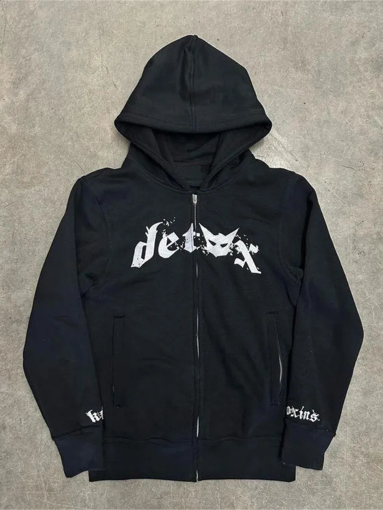 Y2k Zip Hoodie Little Devil Print goth Punk Sweatshirt Men hoodies SportCoat Pullover Gothic Long Sleeve Oversized hoodie jacket 240809
