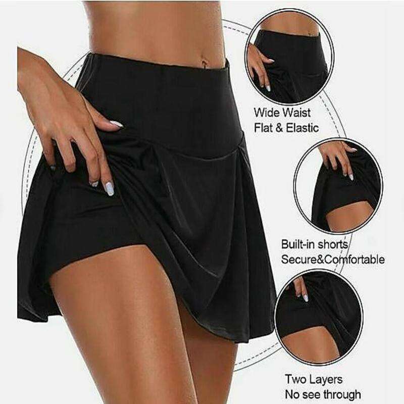 Short Sports Shorts Culottes Tennis Clothing Fiess Clothes Running Outdoor High-waist Yoga Skirt With Built- s