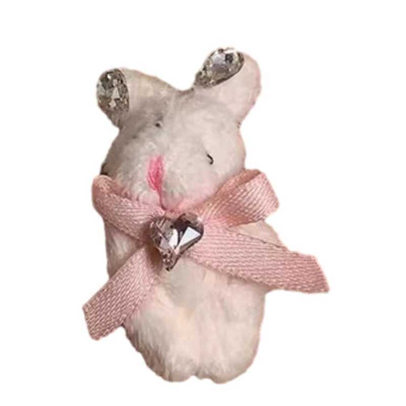 Bow Bear/Rabbit Collar Pin Soft Clothes Badge Plush Animal Brooch Decorative Backpack Hanger Bag Accessories Y08E W240815