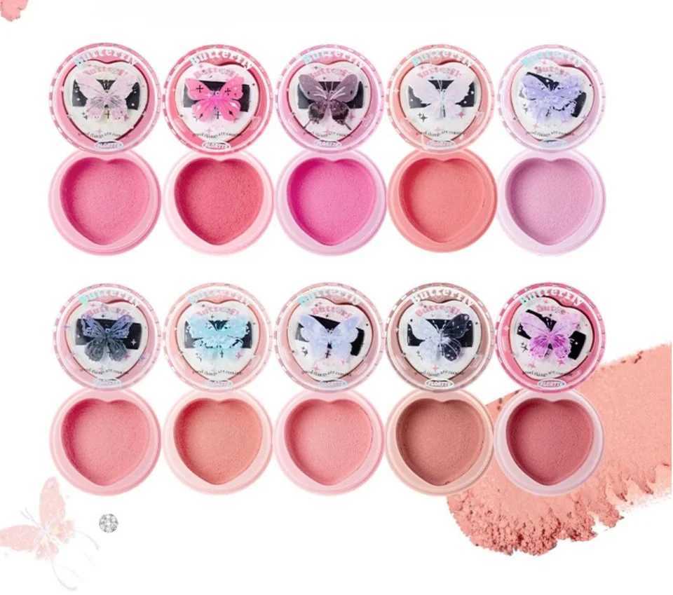 Flortte Airy Cream Blush Butterfly Smoothness Composite Powder Blend Nude Blush Natural Brighten Skin Makeup Palette Y240815