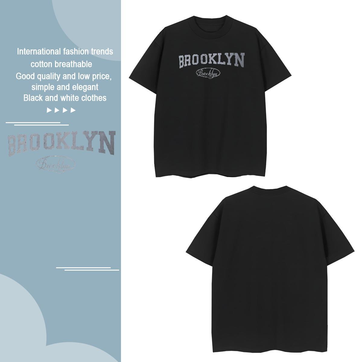 Popular Brooklyn T-Shirts Outdoor Tshirts 100% Cotton 230g 2024 Summer Breathable Short Sleeve Plus Size Cartoon Tee Shirt