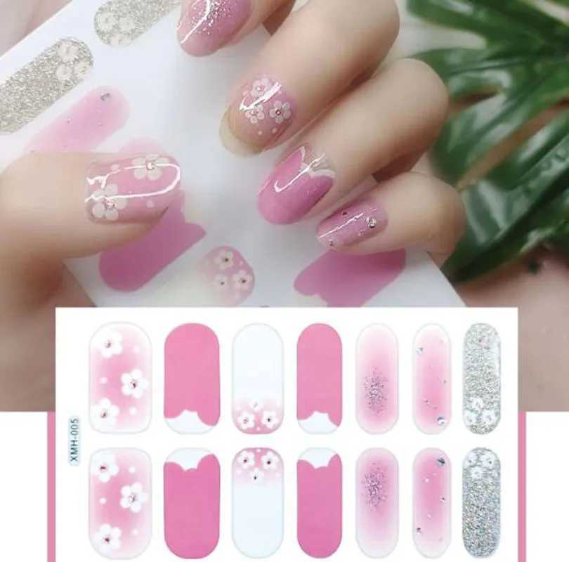 Summer Newest Nail Sticker Waterproof Self-adhesive Flowers Full Cover Nail Wraps DIY Beauty Finished Fake Finger Nail Art DecalXJ240814