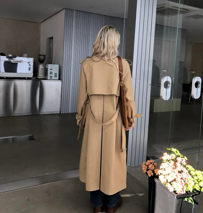 Design for Womens Fashion Cotton Trench Coat in Autumn Windproof Machine 240814