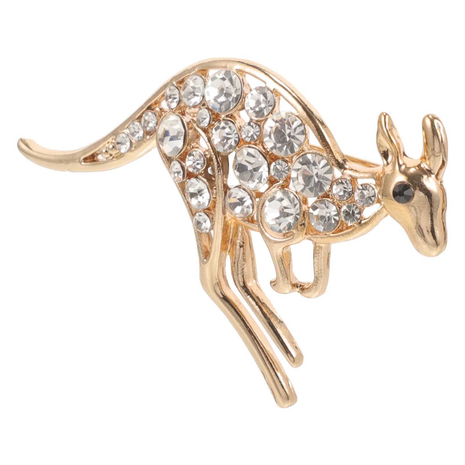 Kangaroo lapel pin jewelry rhinestone brooch alloy brooch accessory silver W240815