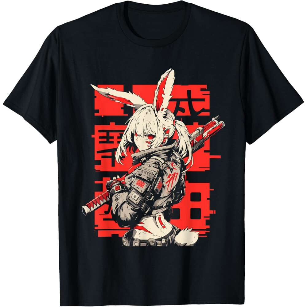 T shirt for Mens Anime Manga Cyberpunk Aesthetic Techwear Haruku Bunny Girl T-Shirt Shirts Tshirt Graphic Tee Casual Tops Clothes Short sleeve