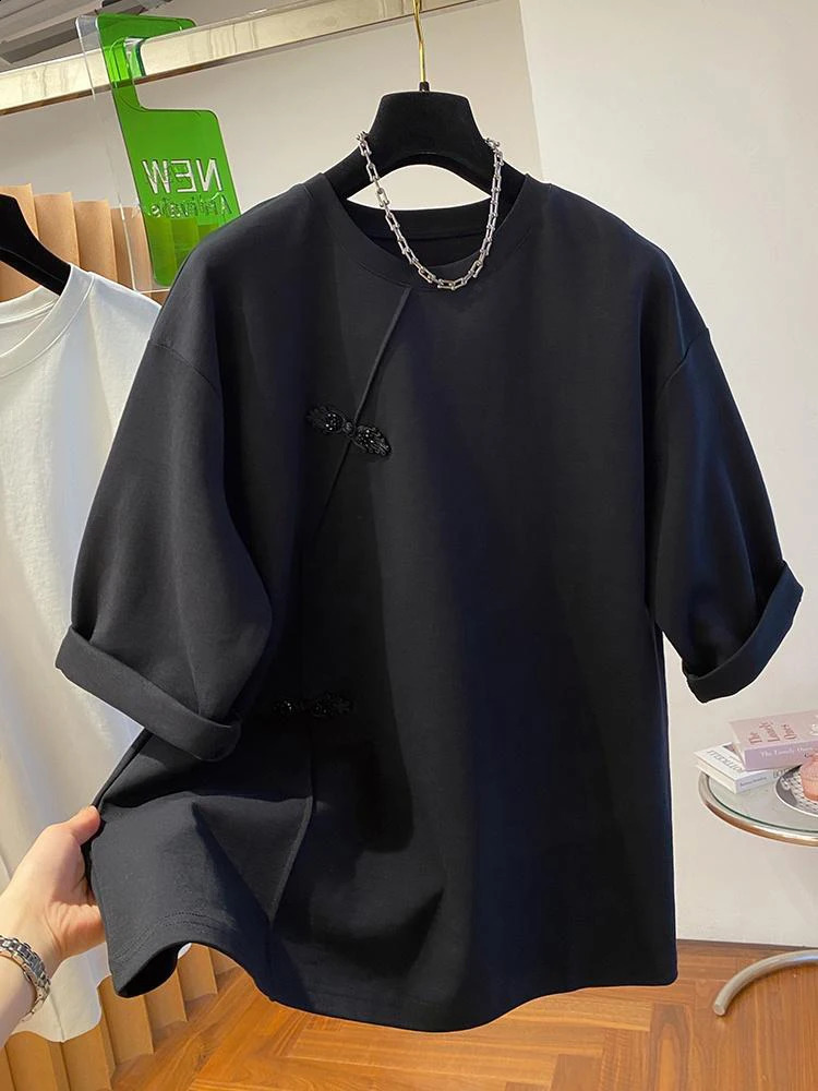 Summer Round Neck Womens Tshirt Chinese Style Short Sleeve Fashion Loose Top Casual Edition 240814