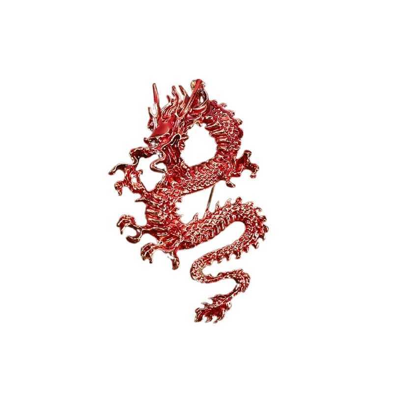 Traditional Dragon Chest Chinese Culture Collar Pin Chinese Zodiac Party Pin W240815