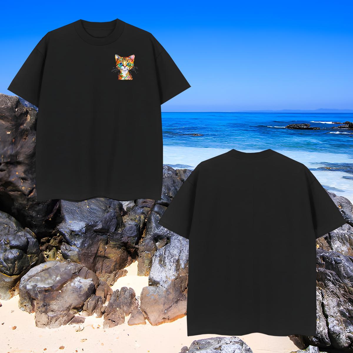 Loose Men T Shirts cat Pure Cotton Anime Printing Street Oversized 3XL 4XL 230g Pure Cotton Couples T Shirts Designer Tees Shirts