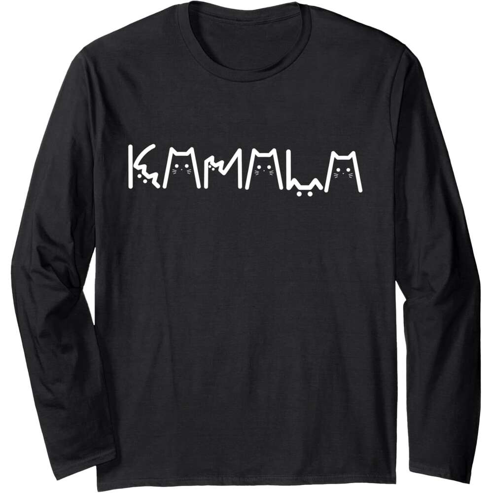 Long Sleeve Shirts For Men Sweatshirt Kamala Cat Letter Font Graphic Tee Streetwear Casual Tops Clothes sweatshirts