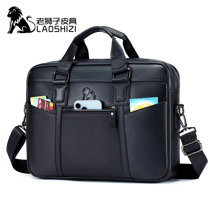 Genuine Leather Men Handbags Laptop Bags Male Business briefcase Travel Messenger Bags Mens Crossbody Shoulder Bag 240813