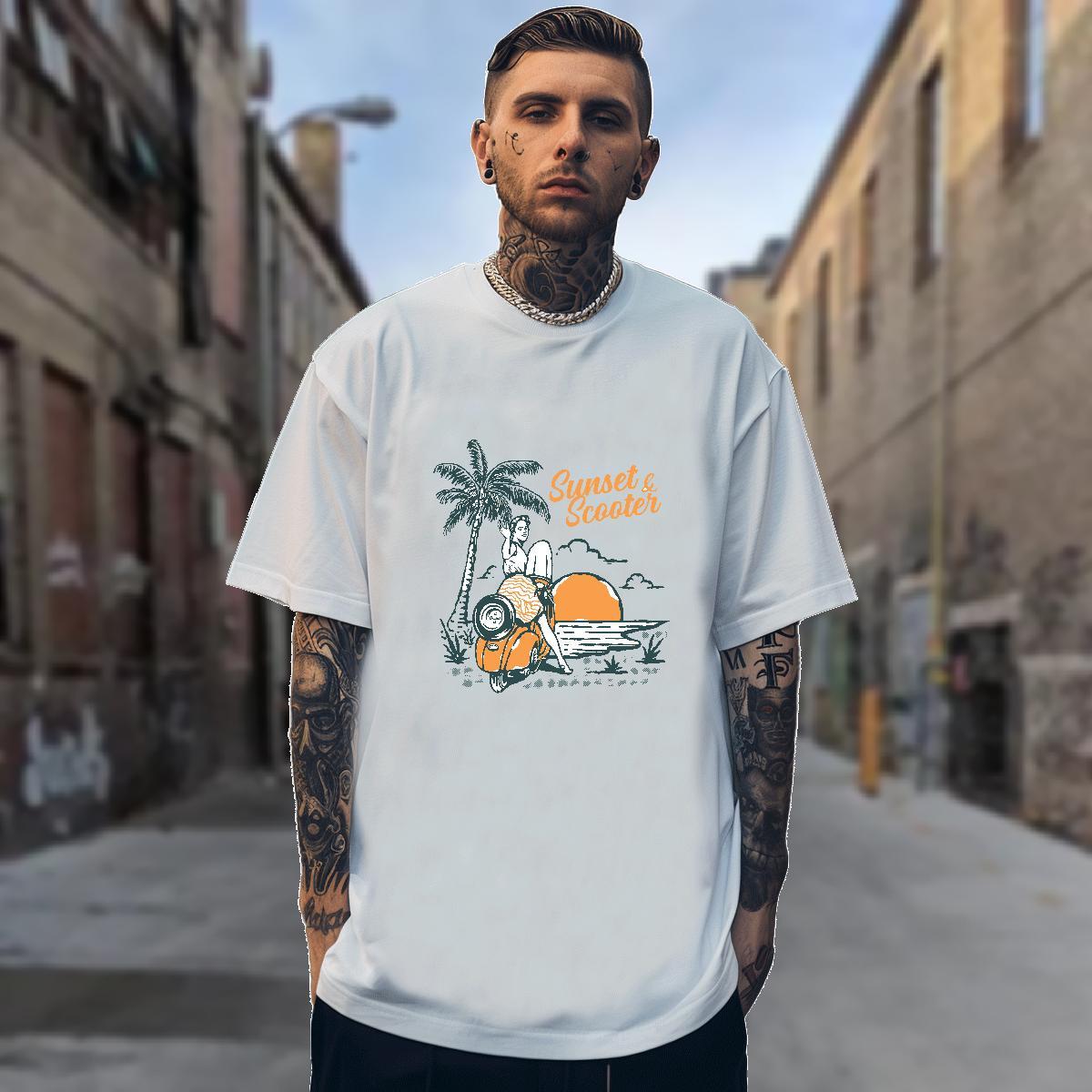 T-Shirts 230g Pure Cotton sun Outdoor Short Sleeve Soft Custom Print Oversized Men Tops Tees Casual New Wholesale Clothings