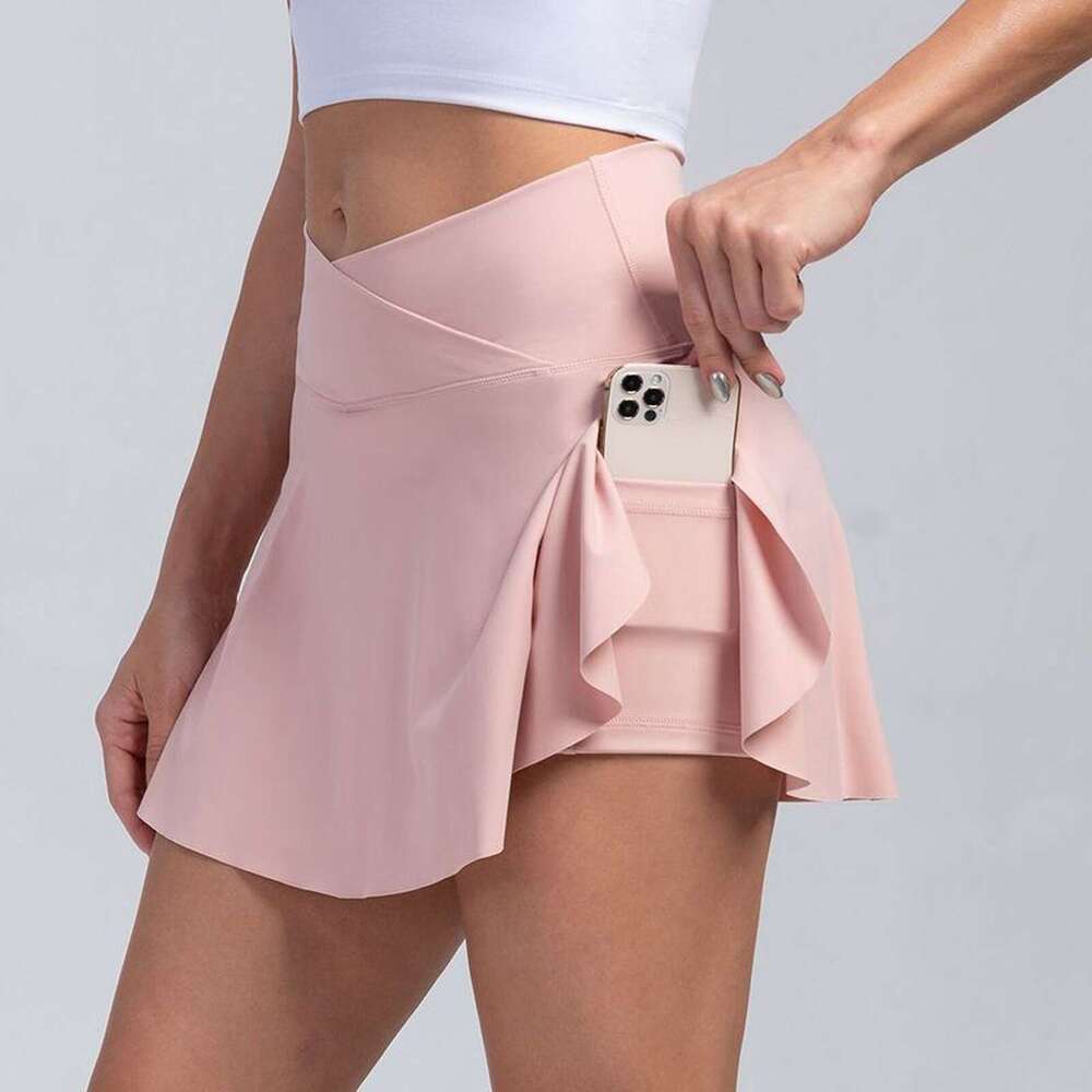 hot 2024 sale Women's Sports Short Shorts With pocket Tennis Skirts Outdoor High Waisted Yoga Skirt faldas s