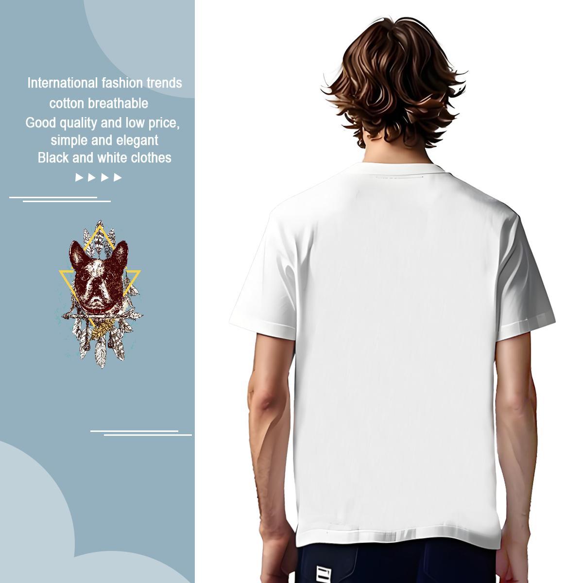 High Quality Mens T Shirts dog O-Neck Short Sleeve Casual Black White 100% Cotton 230g Men Tees New Arrival Polos