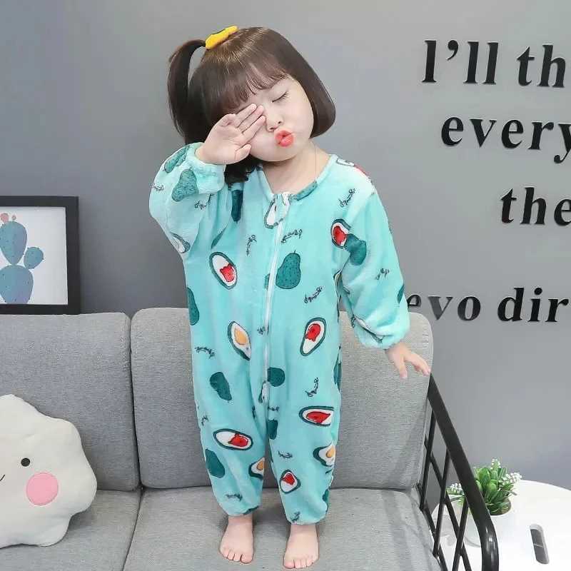 Baby Sleeping Bags Soft Warm Autumn Winter Coral Fleece Infant Romper Girl Boy Sleepwear Toddler Jumpsuit Christmas Gift 1-4 Y Y240814