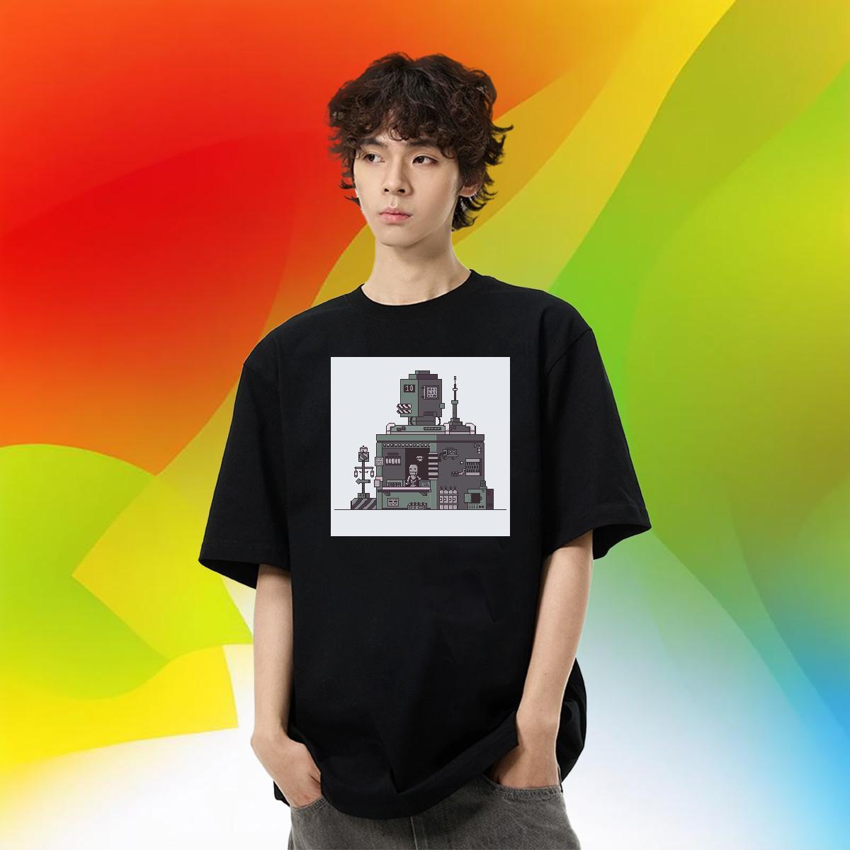 Soft Men Tops Tees Beach 100% Cotton 230g White Plus Size Short Sleeve Soft robot T-Shirts Fashion Design Clothings