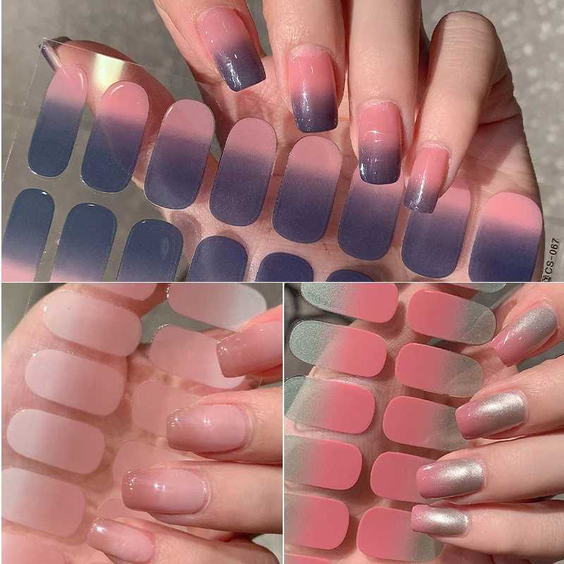 12/14/16Tip Baking-free Nail Sticker Nail Art Stickers Self-Adhesive Simple Full Nail Wraps DIY Nail Art MakingXJ240814