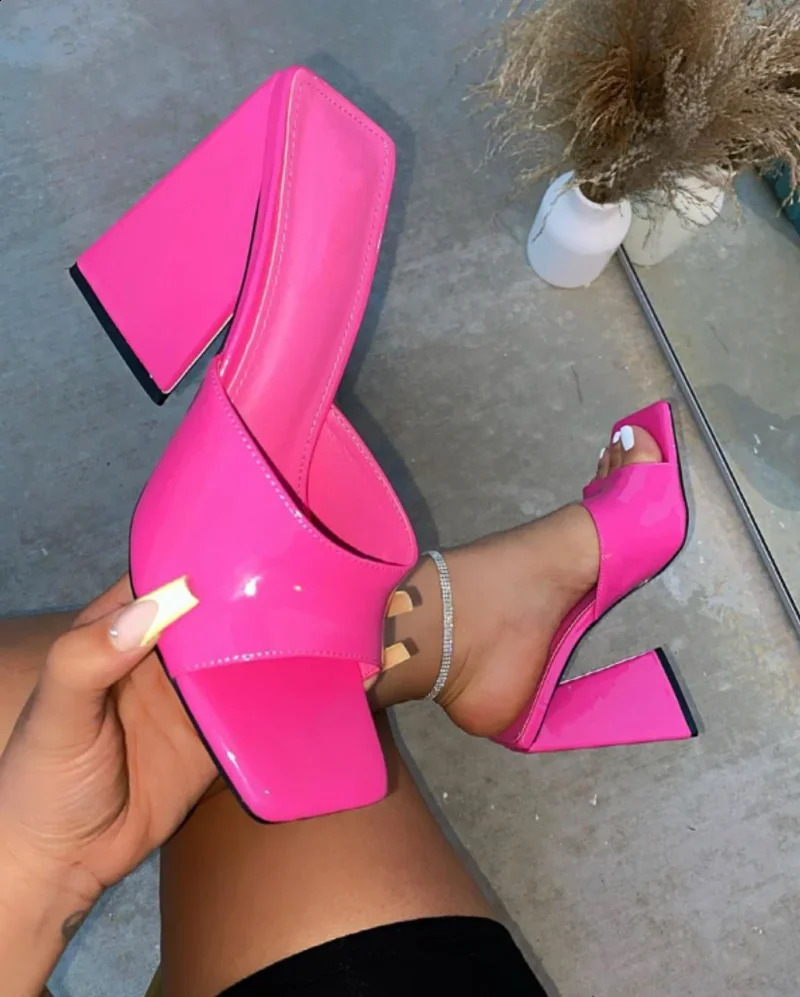 High Heel Sandals Womens Slides Open Toe Thick-Soled Ladies Slippers Party Mules Shoes Women Shoes High Heels Sexy Sapatos 240809