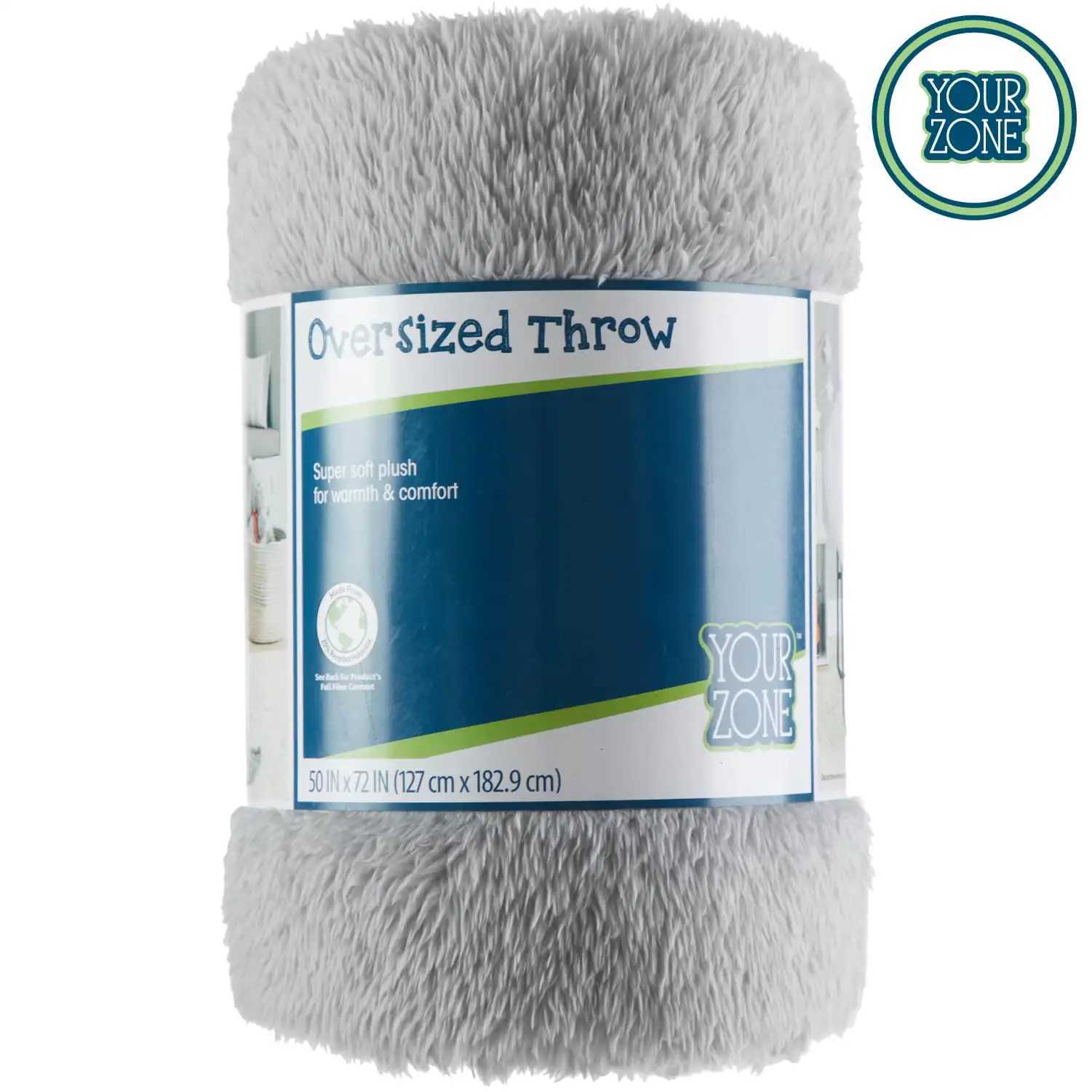 Soft Gray Oversized Fuzzy Throw Blanket for Kids 72 x 50 inches Made of 75% polyester and 25% recycled polyester it feels soft Y240815