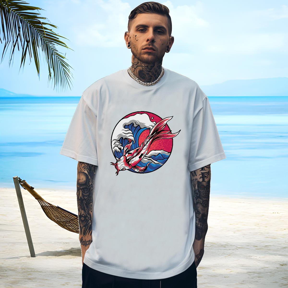 Designer T-Shirts for Men Breathable Short Sleeve Casual White Plus Size 230g Pure Cotton Men Tops Tees Classic Casual Tee Shirt