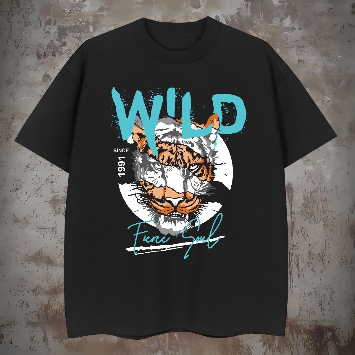 High Quality T shirt tiger Crew Neck Breathable Hip Hop Oversized 4XL 230g Cotton Couples T Shirts Designer Fashion Clothes