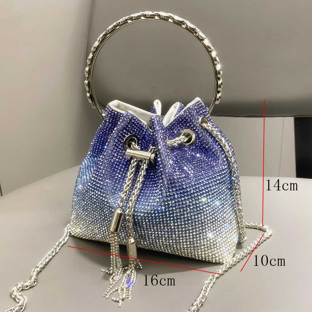 Handle Rhinestones Evening clutch Bag Purses and handbag luxury Designer shoulder bags Shiny Crystal Clutch purse bucket bag CL240815