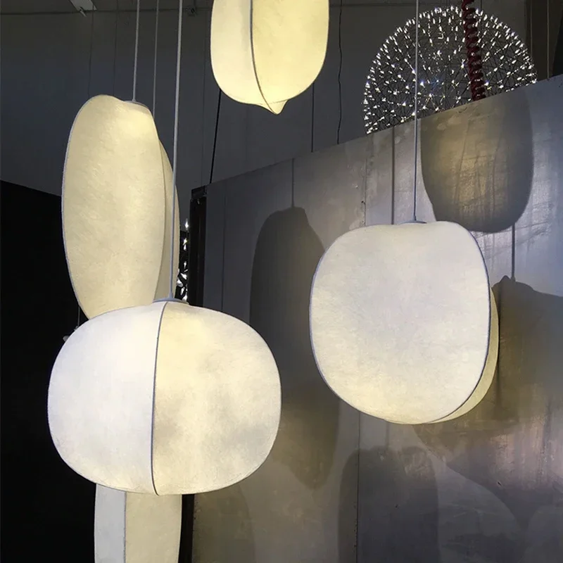Nordic Silk Led Pendant Lights Wabi Sabi Pendant Chandelier Lighting Modern Creamy Style Suspend Lamp Led Luminarias Fixtures