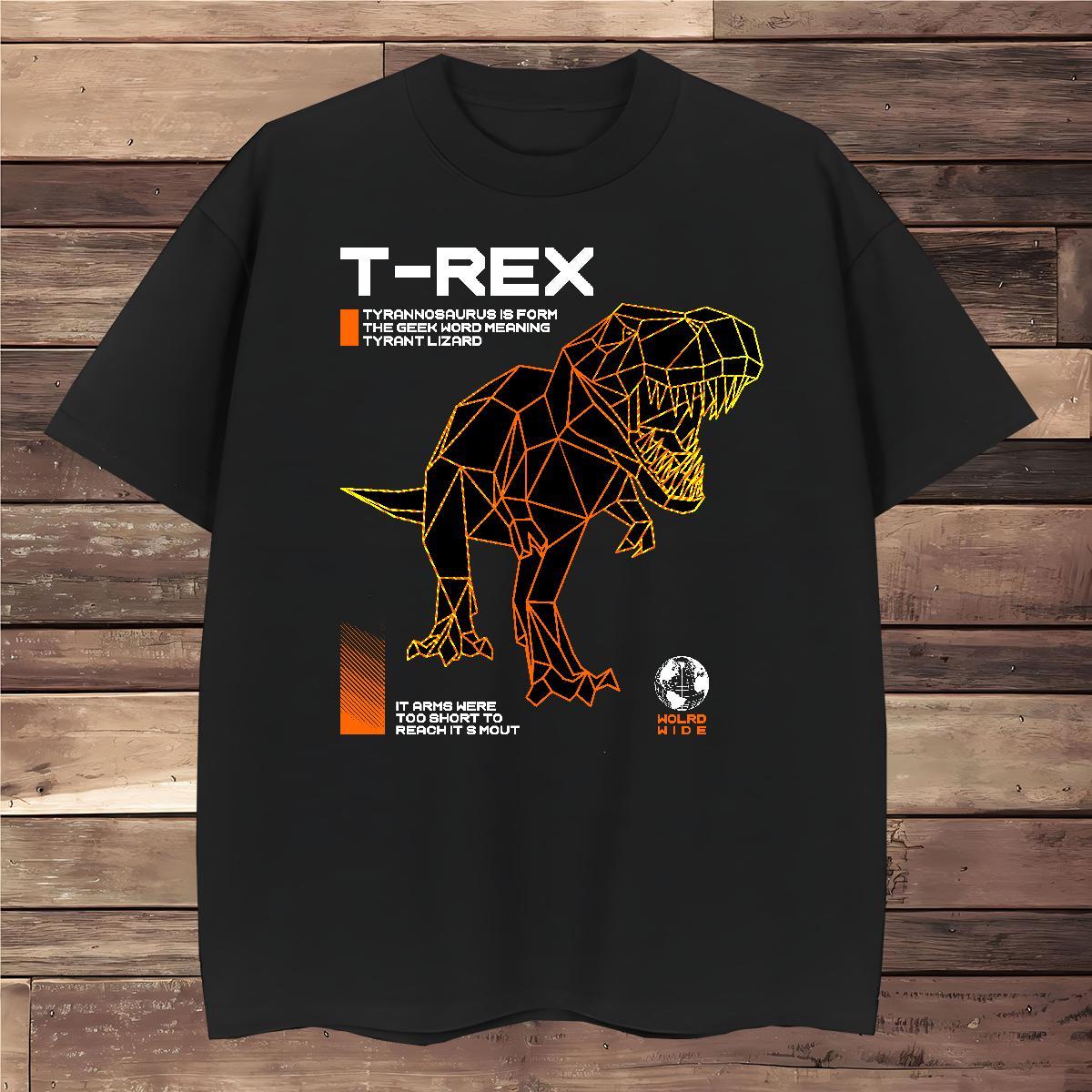 Classic T-Shirts for Men dinosaur Round Neck Short Sleeve Street Wear Customized Print 230g Cotton Men Tshirts 2024 New Clothings