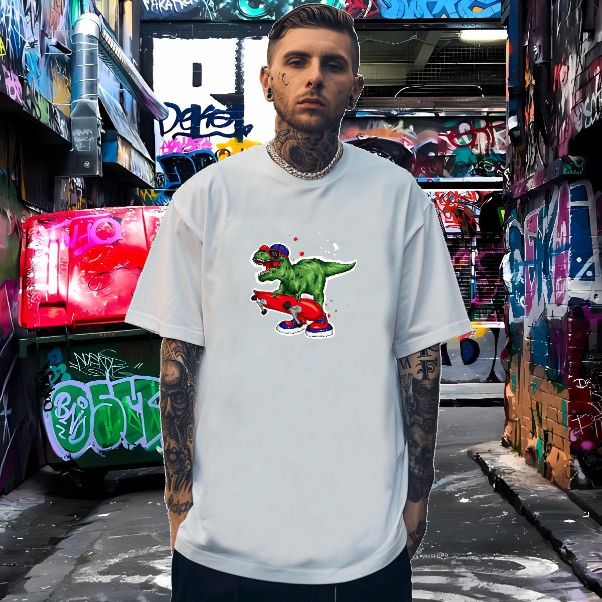 Designer T-Shirts dinosaur Breathable Soft Spring Summer Plus Size Cartoon 100% Cotton 230g Tshirts Factory Direct Tops Shirt