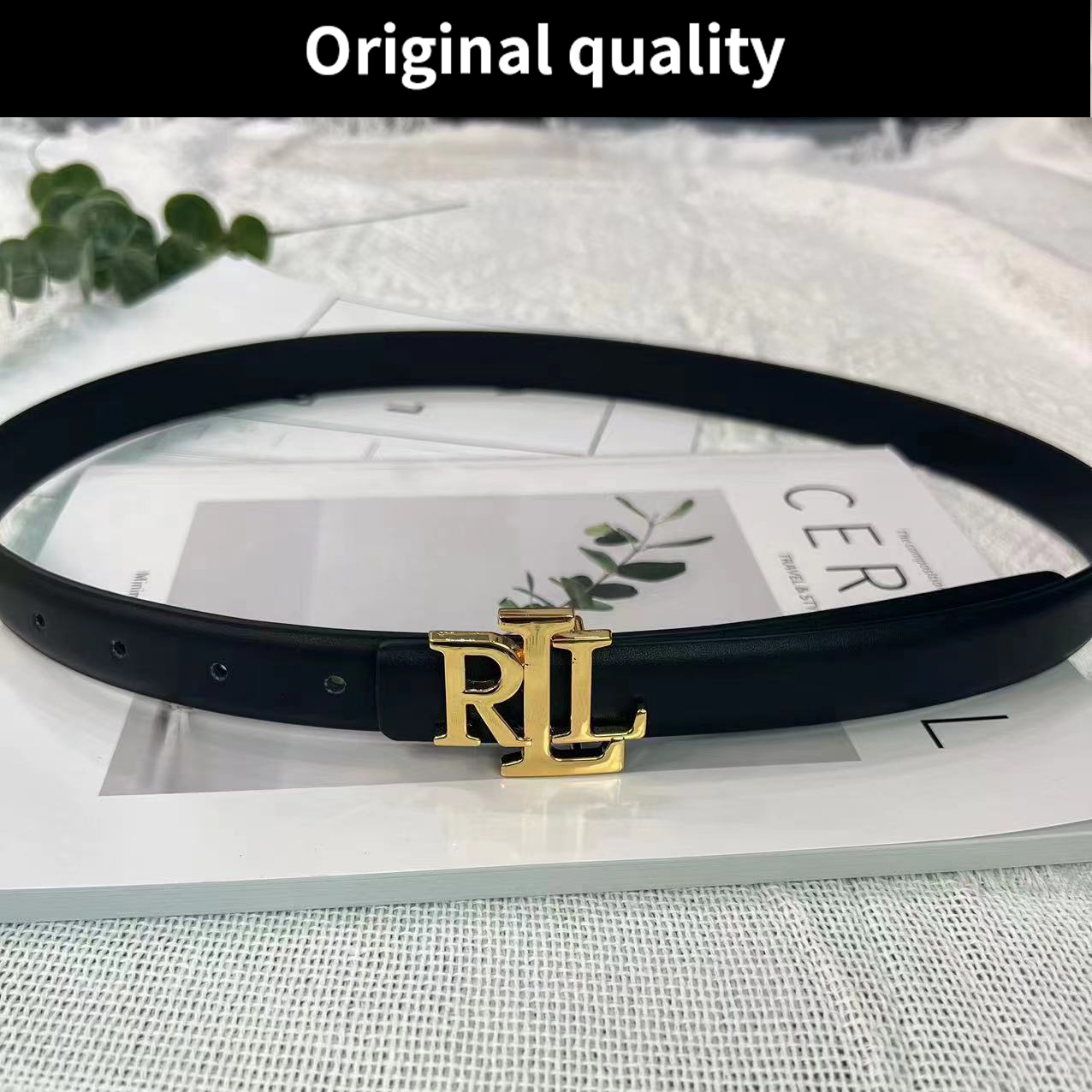 RLL belt For Women Luxury designer leather small belt RLL same style black gold buckle dress jeans casual belt with box