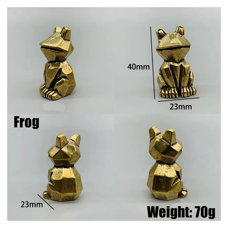 Mini Creative Brass Animal Statue Vintage Miniature Geometry Frog Hippo Home Office Desk Decoration Ornament Funny Toy Gift 240814
