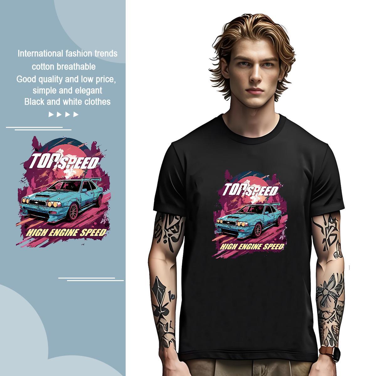 Soft car T-Shirts for Men Daily Outfit Couples T Shirts 230g Pure Cotton Designer Fashion Breathable Short Sleeve Asian Size Clothings