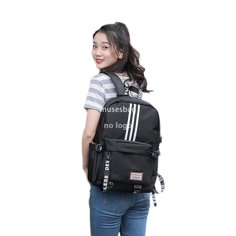 Customized large capacity black backpack Waterproof thickened student backpack Leisure simple commuter bag Business computer bag