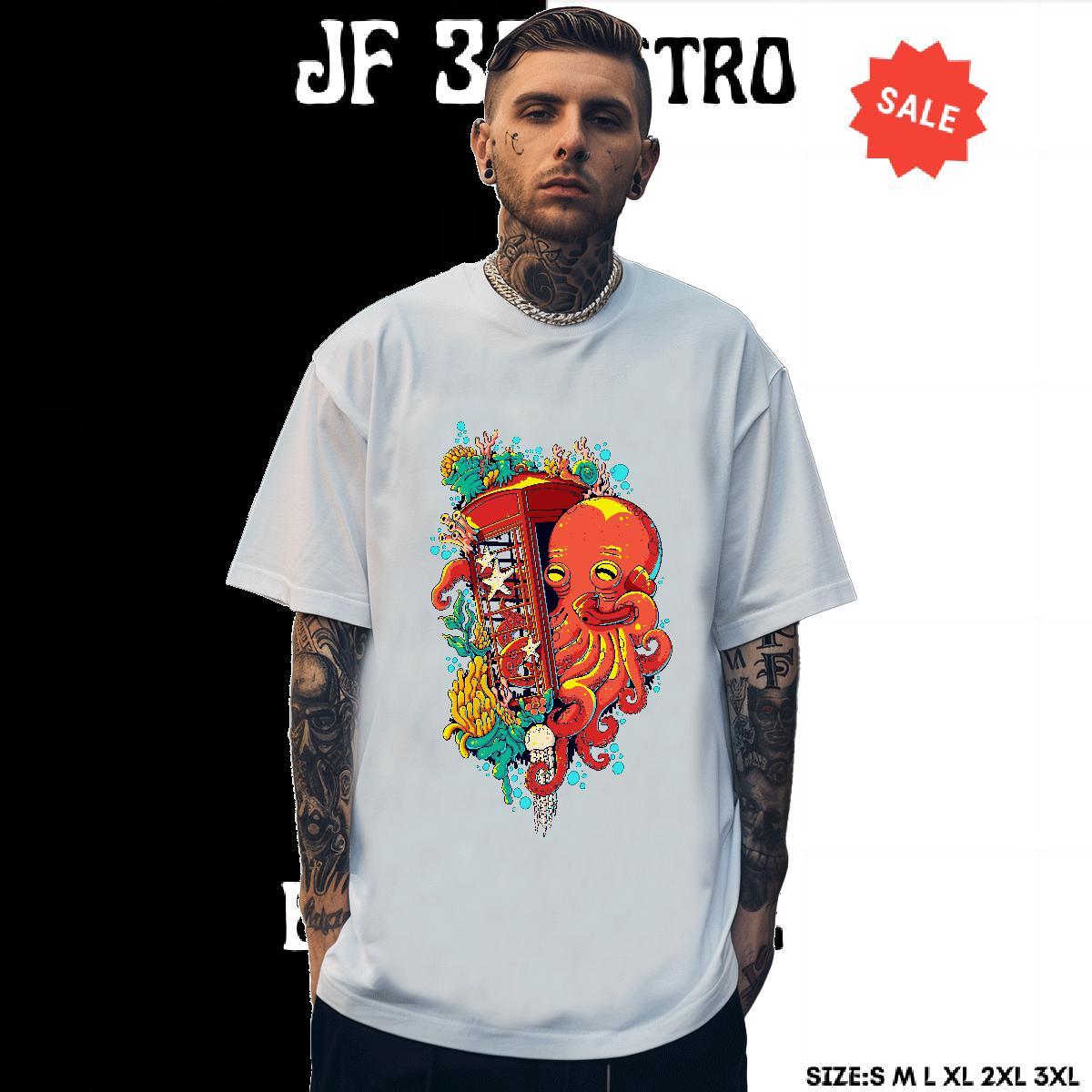 Unisex Men T Shirts octopus O Neck Short Sleeves Sport Floral Print 230g 100% Cotton Couples T Shirts Fashion Designer Tees