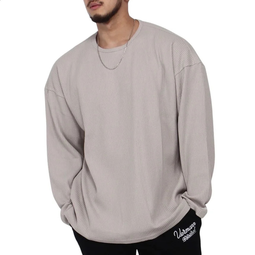 High quality Loose T-shirt Men Gym Fitness Long Sleeve Shirt Male Running Sport Tees Tops Fashion Streetwear Sweatshirt Apparel 240814
