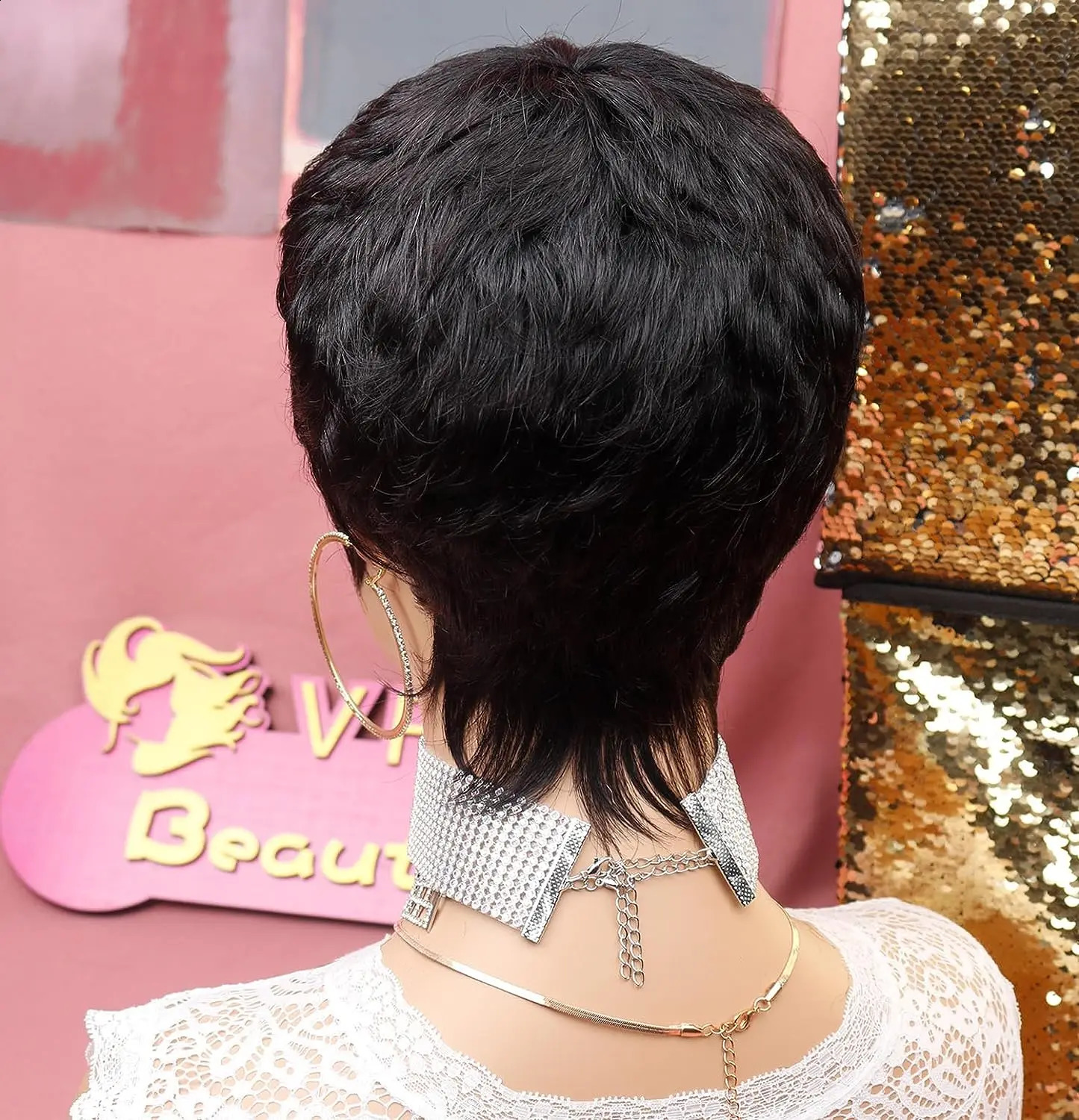 Short Pixie Cut Wigs for Black Women Pixie Wigs for Black Women Pixie Cut Short Synthetic Black Wavy Layered Wigs 240805