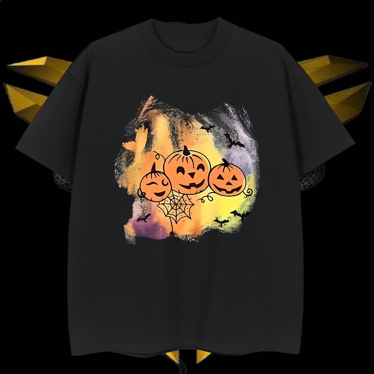 Mens T Shirts 230g Pure Cotton halloween Summer Casual Short Sleeve O-Neck White Plus Size Tshirts Casual New Cool Wear