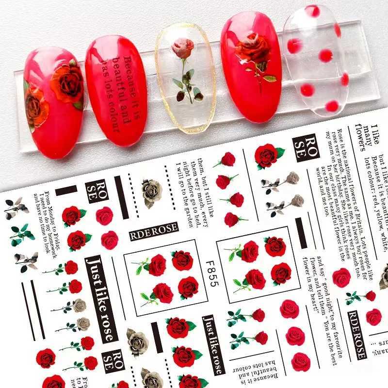 New Rose Flower 3D Nail Sticker Accesories Nail Art Decoration Self-pressing On Manicure Sticker Ladies Manicure Supplies DecalsXJ240814