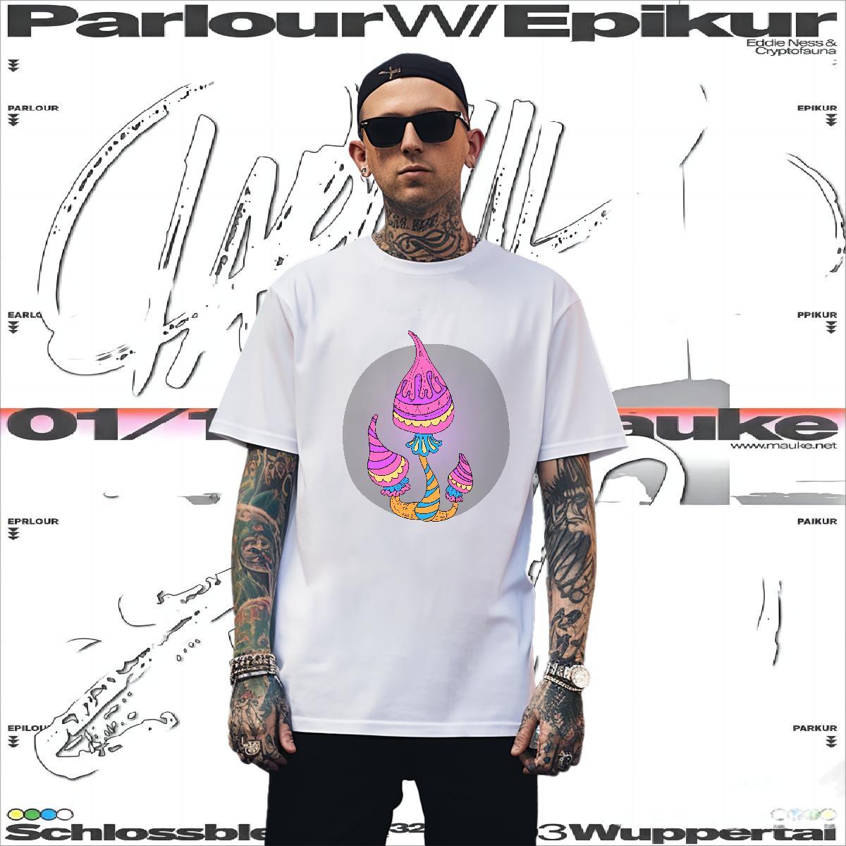 Man T Shirts 230g 100% Cotton mushroom Summer Casual Breathable Short Sleeve Cartoon Print Men Tees Designer Fashion Loose Fit Tops Shirt